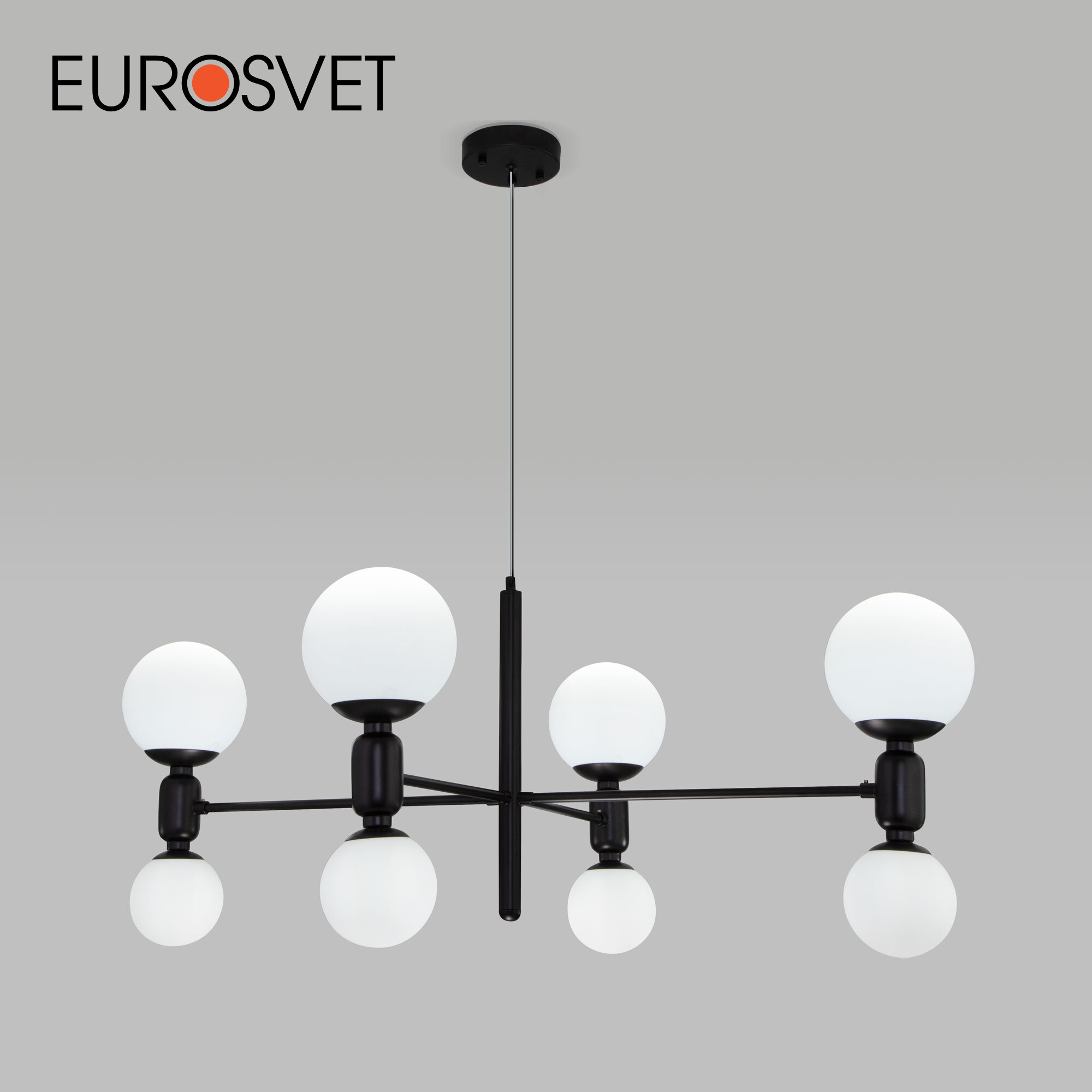 Умная люстра / Подвесной светильник с управлением по WI-FI Eurosvet Bubble 30182/8 Smart Умный дом E27 + G9 8*20 Вт цвет черный