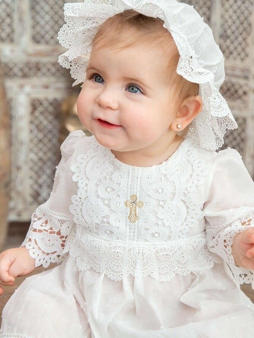 Комплект крестильный Jolly Baby, размер 80-86, молочный — фото 1