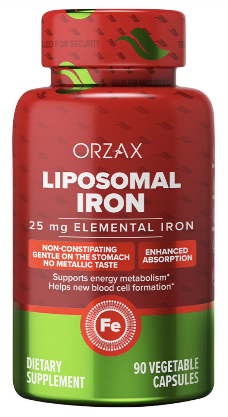 Orzax Liposomal Iron, Липосомальное железо 25 мг 90 капсул