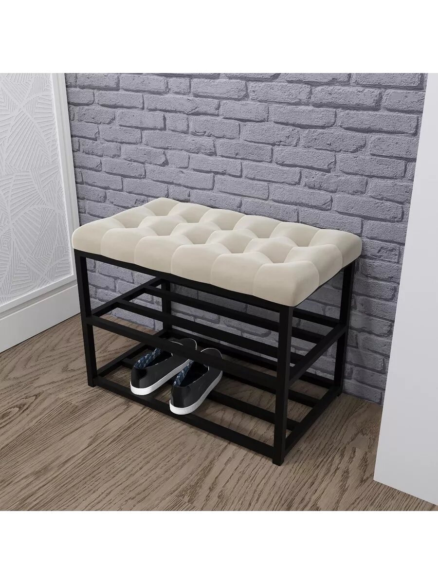 Обувница металлическая с мягким сиденьем loft