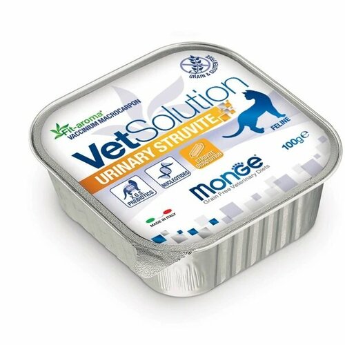 Mong VetSolution Cat Urinary Struvite, влажный корм диета для кошек Уринари Струвит, ламистер 6 х 100 г