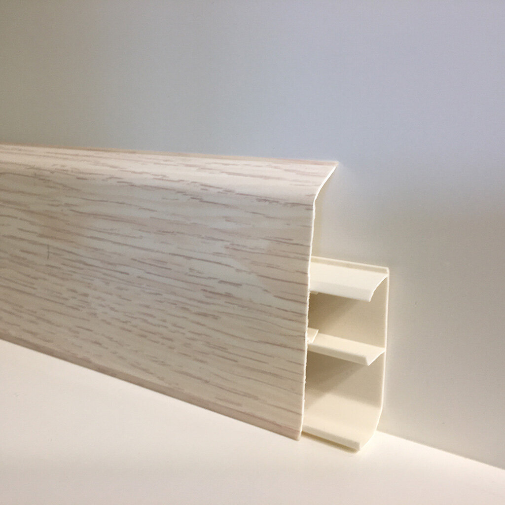 фото Плинтус напольный пластиковый ПВХ ройс (ROYCE) 2200x22x80 мм белый матовый 318