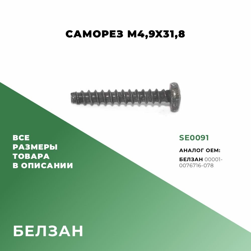 Саморез простой M4,9х31,8; БелЗАН 00001-0076716-078; SE0091 - 10 шт.