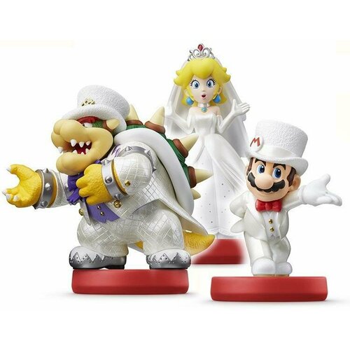 фото Amiibo: комплект фигурок: боузер (bowser wedding outfit) + пич (peach wedding outfit) + марио (mario wedding outfit) (super mario odyssey coll.
