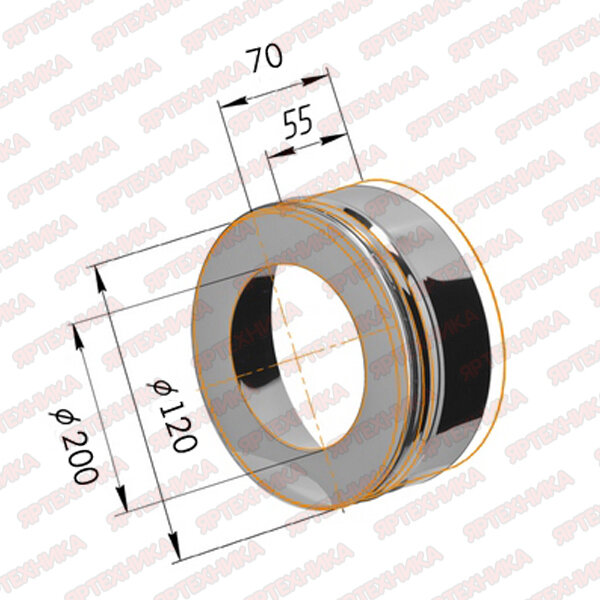 Заглушка с отверстием d120х200мм (430/05мм) Ferrum