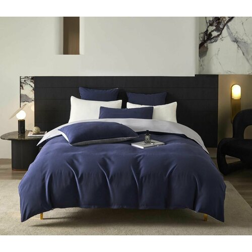 Комплект постельного белья евро сатин хлопок Mency Men-1 синий, размер евростандарт