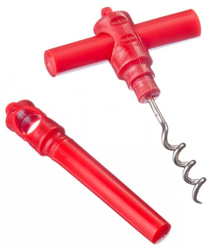 8 Штопоров (комплект) складной винтовой, металл, пластик, красный — фото 1