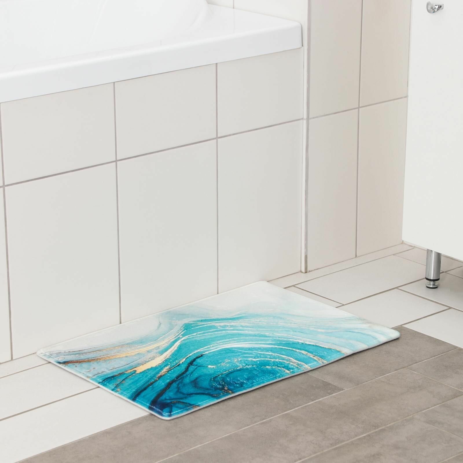 Коврик Доляна Камень 40x60 см цвет бирюзовый