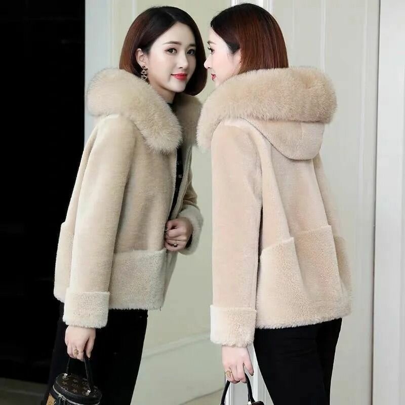 Шуба, размер CN XL/170cm/62Kr, бежевый