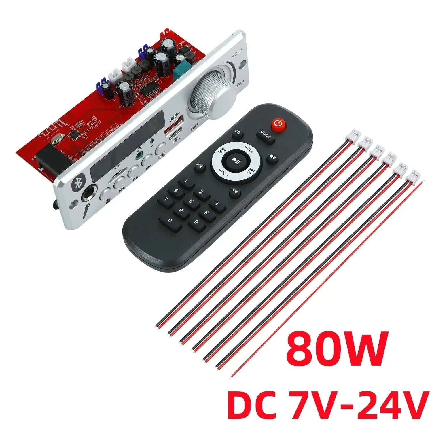 80 Вт усилитель Bluetooth MP3 декодер 2*40 Вт 12В, 80W DC 7V-24V