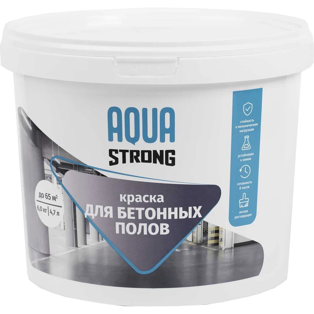 Краска для пола Aquastrong белая 6 кг / 47 л 4607130865002