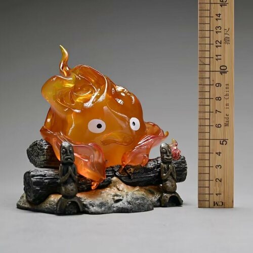 фото Аниме фигурка светящаяся кальцифер (calcifer), статуэтка из мультика ходячий замок, игрушка, ночник, 12см