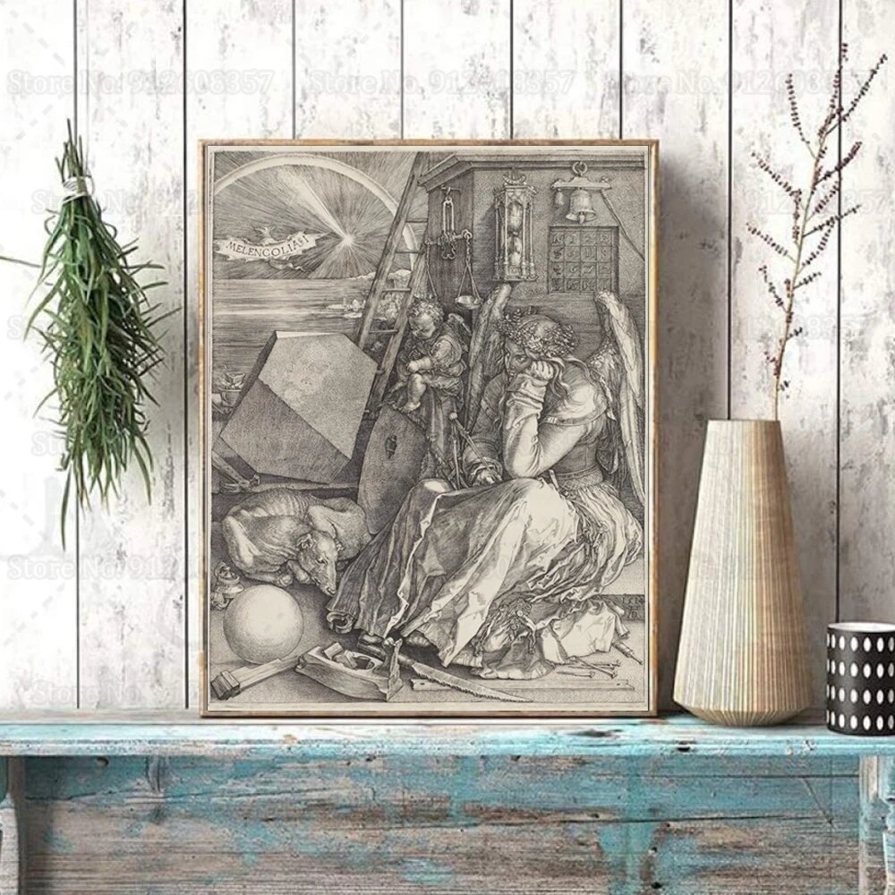 Плакат "Меланхолия" Дюрера, 57x75 см, без рамы