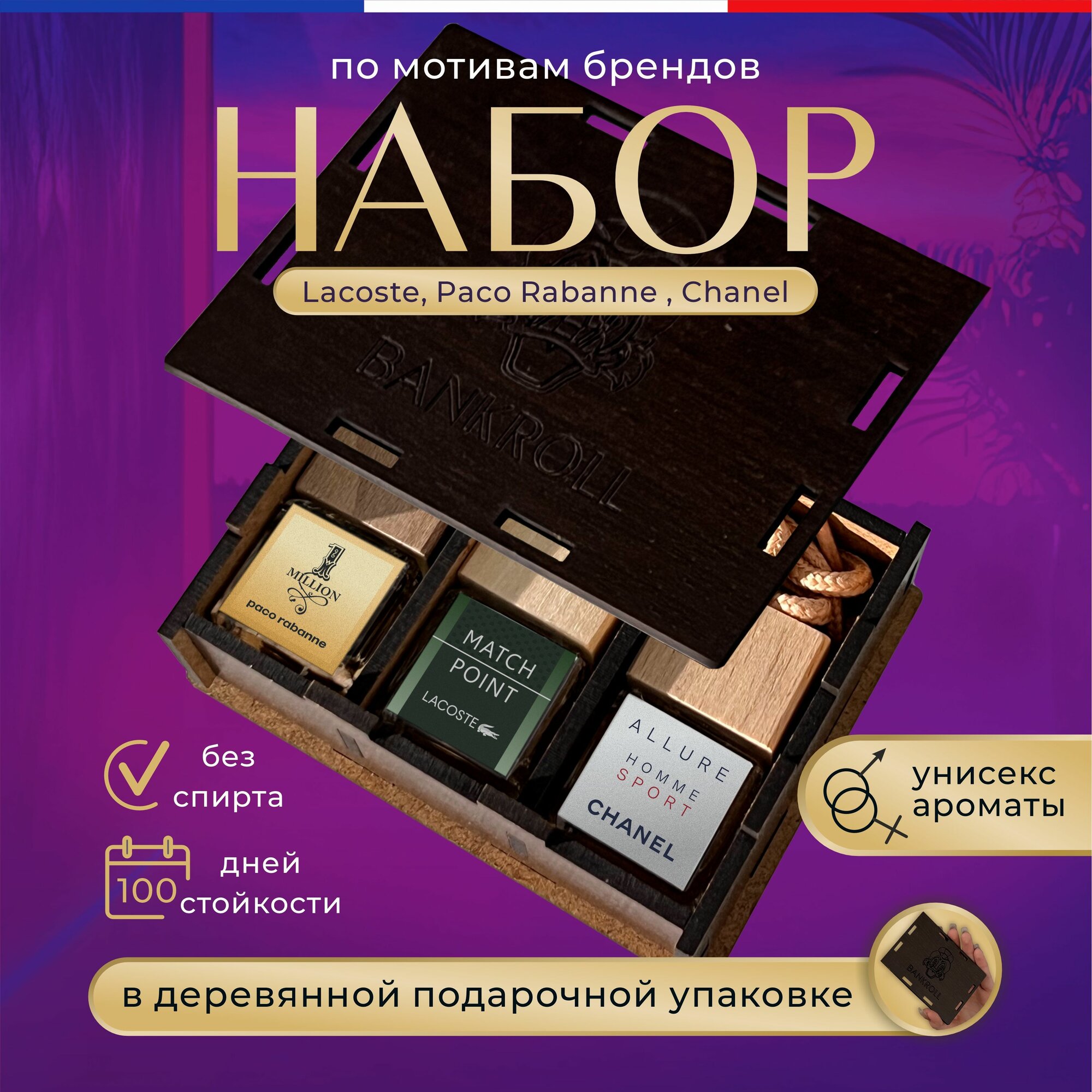 Ароматизатор в машину набор подарочный 3 шт мужской 8 мл BANKROLL