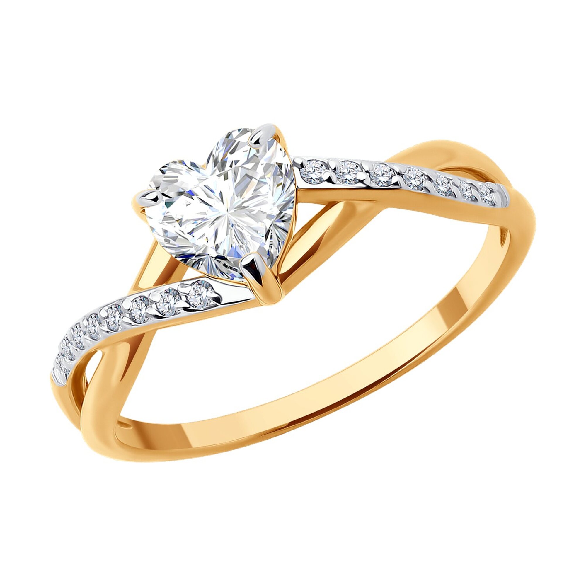 Кольцо Diamant online, красное золото, 585 проба, фианит