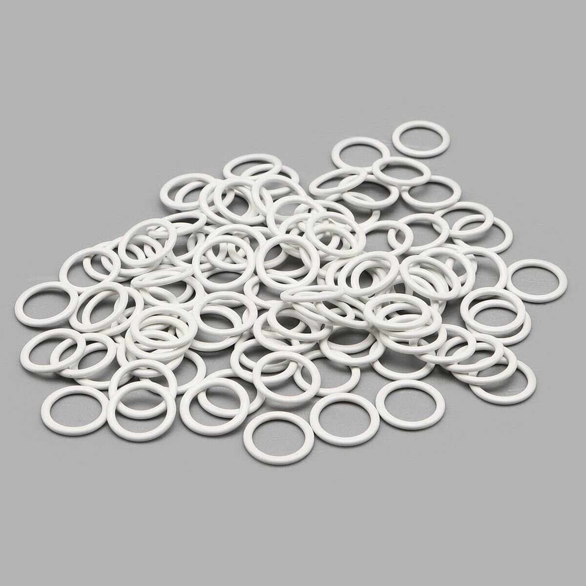 Кольца для бретелей бюстгальтера 8 мм, 100 шт, металл, эмаль, Айрис, белые — фото 1