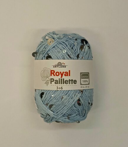 Изображение товара Пряжа Artland Royal Paillette Королевские пайетки 043 голубой с серебром (25г/65м, упаковка 10 мотков)
