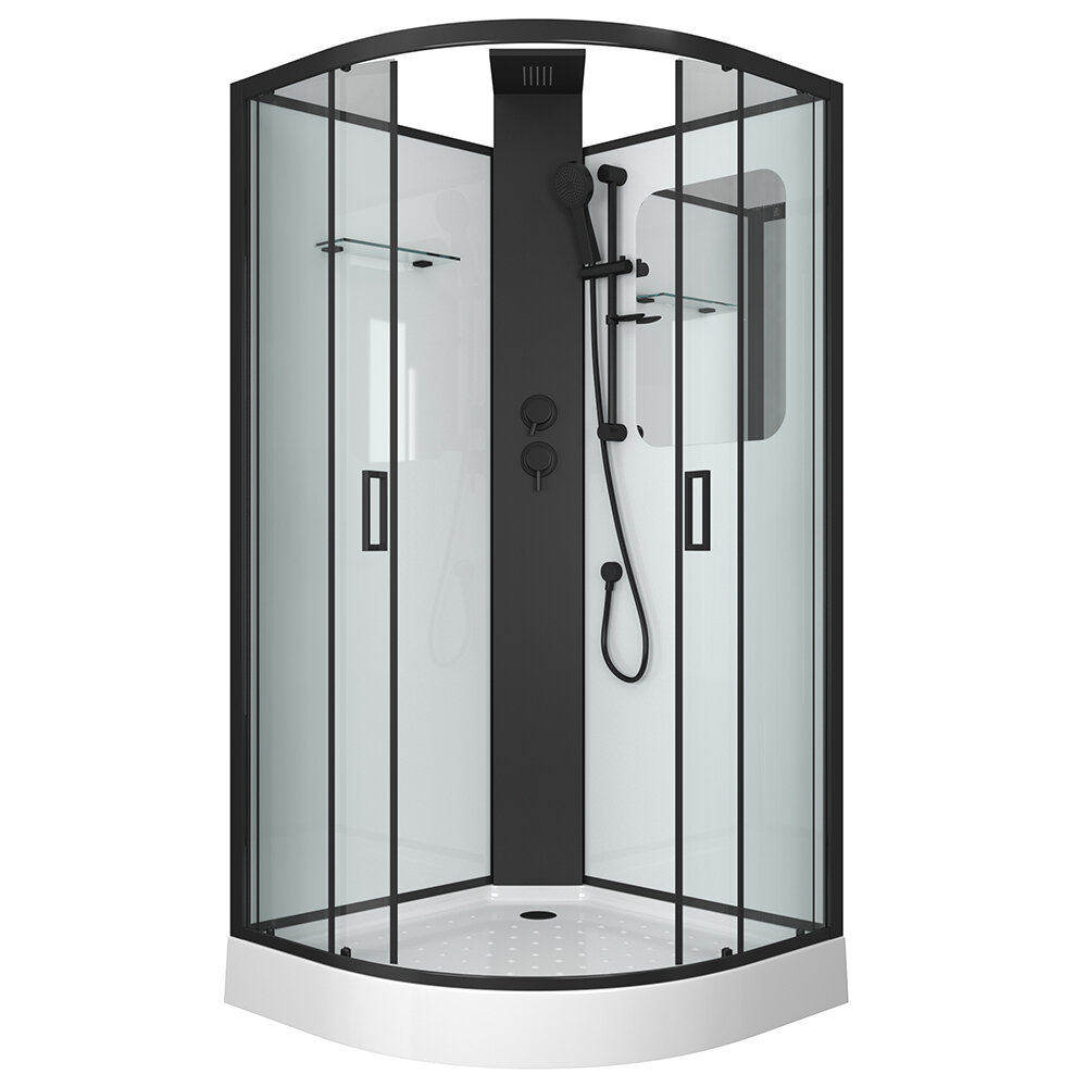 Душевая кабина (100х100) Grossman Elegans GR250 раздвижная черный прозрачный