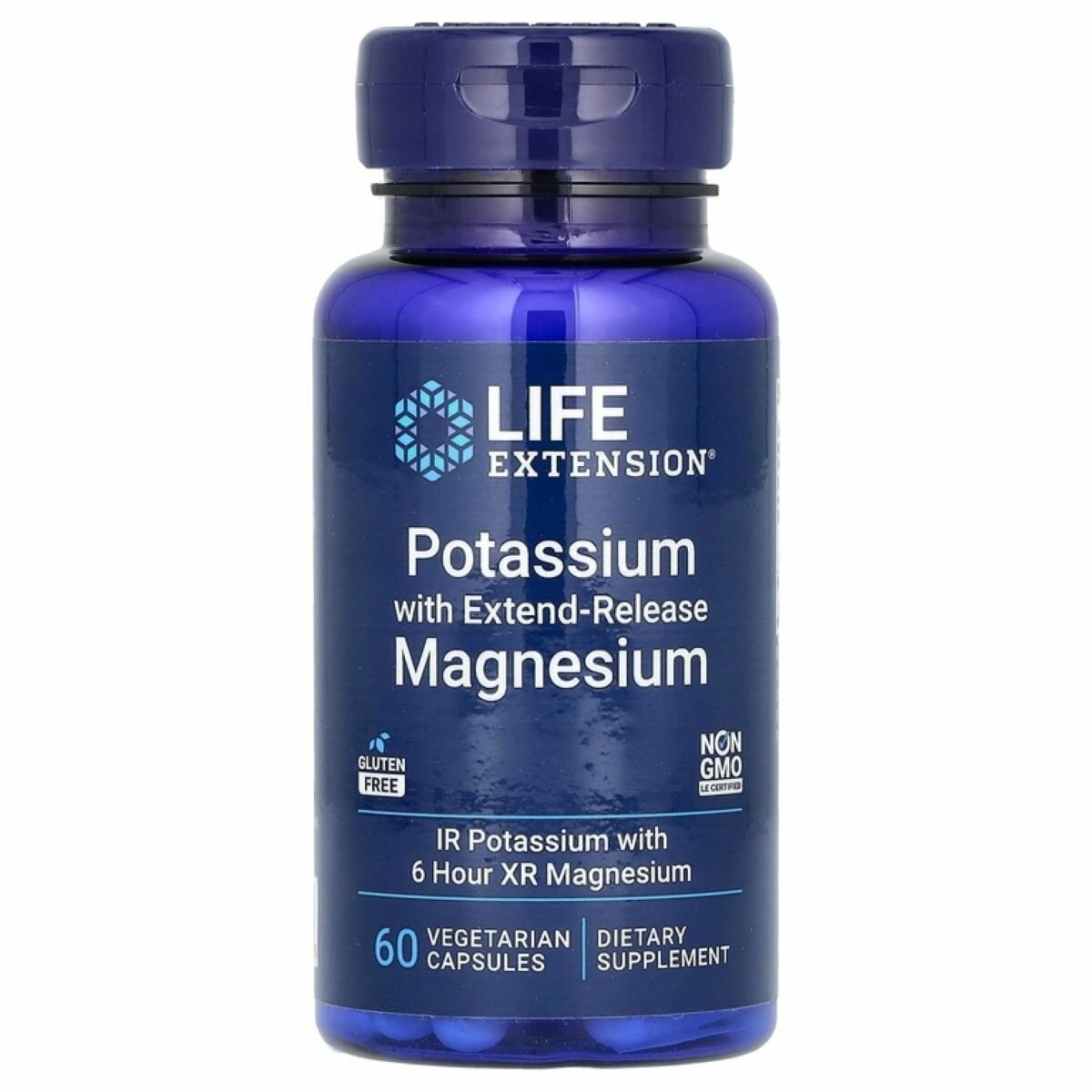 Калий и Магний пролонгированного действия Life Extension Potassium Extend-Release Magnesium 60 капсул — фото 1