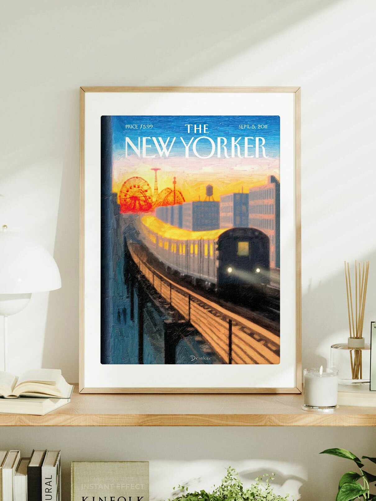 Постер Нью-Йоркер с обложкой "The New Yorker - Поезд в тумане - 5 сентября 2011 года" Эрик Друкер формата А3 (42 x 30 см) без рамы