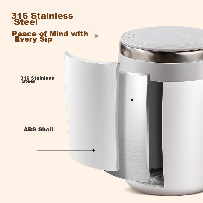 Mi Xiaoshu Automatic Stirring Cup, Rechargeable Coffee Cup, Electric Stirring Cup, Lazy Magnetic Rotating Cup, for Soy Milk Powder, White