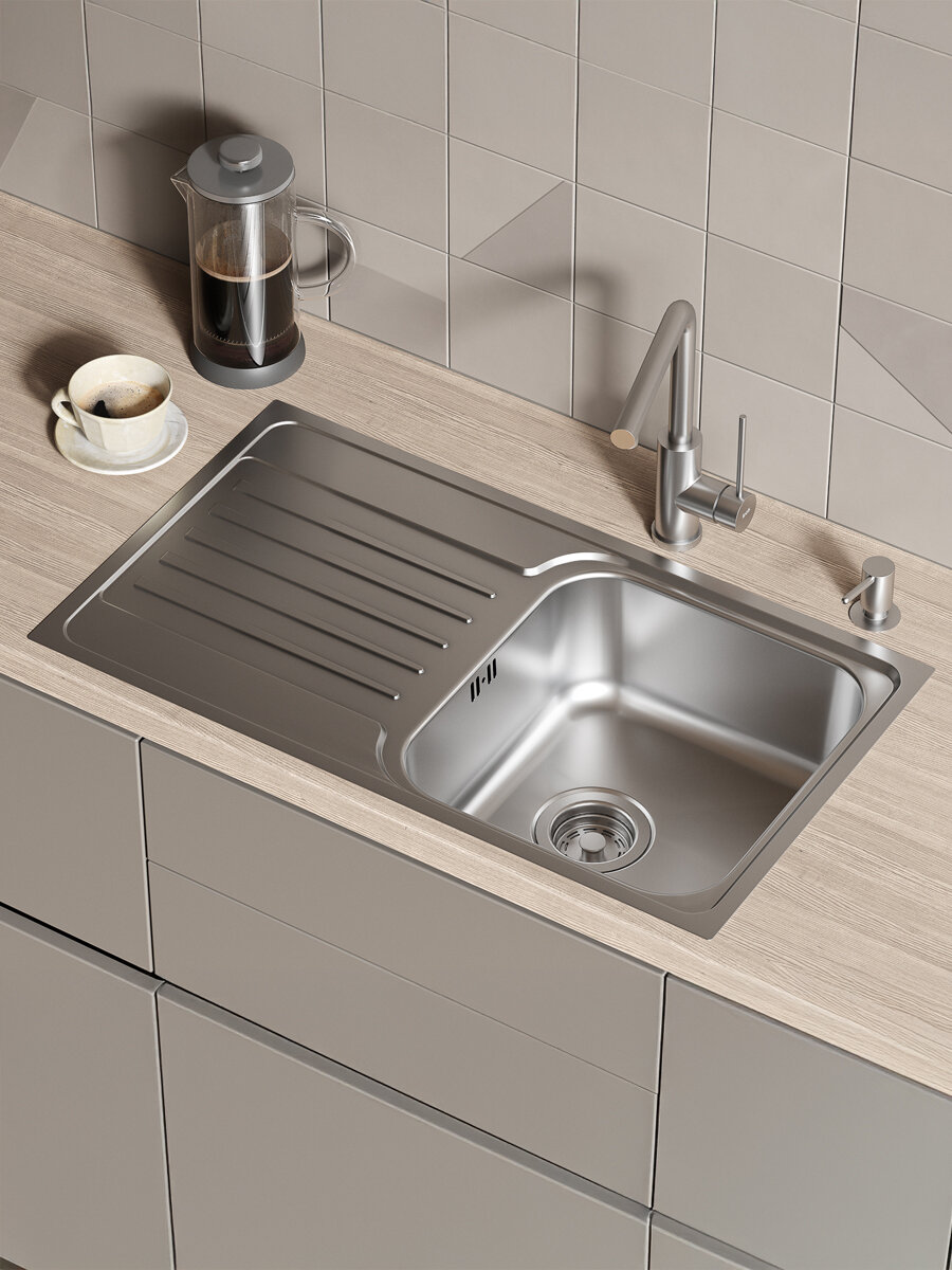 Мойка IDDIS Sound SND78SDi77 нержавеющая сталь шелк с крылом 780*440*180