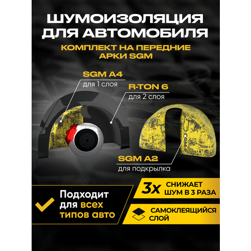 Комплект шумоизоляция для капота автомобиля от SGM. Виброизоляция, универсальная звукоизоляция. Шумка для авто