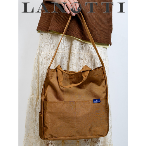 фото Сумка шоппер lanotti, фактура гладкая, коричневая