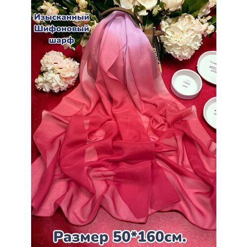 фото Шарф golden gala для женщин,160х50 см, красный/розовый