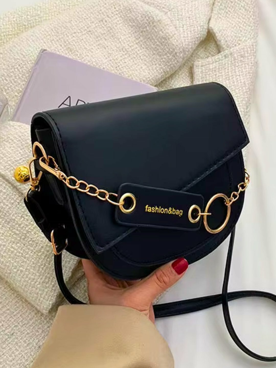 Сумка  FashionBag Chain Mini, фактура гладкая, черный