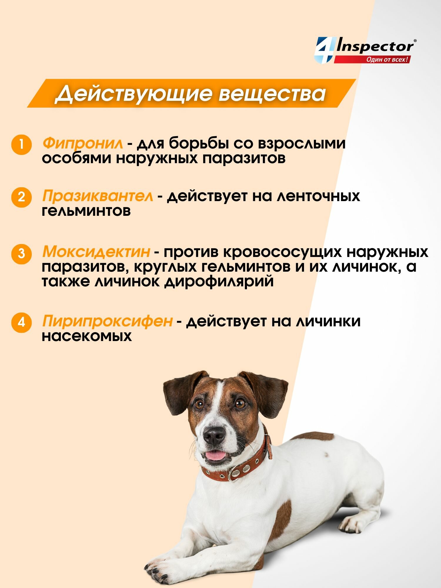 Инспектор Квадро С Капли для собак 25-40 кг. от блох, клещей , гельминтов (3 пипетки) — фото 1