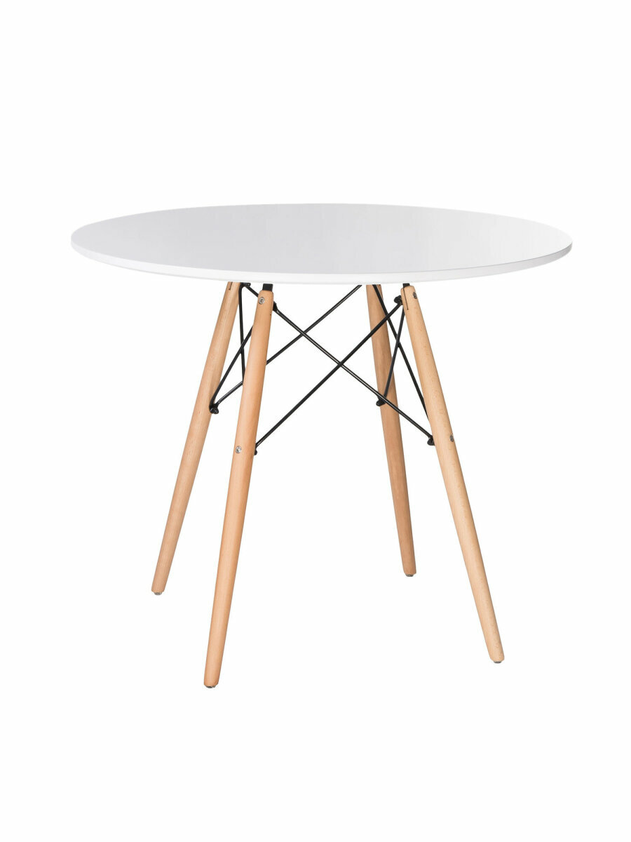 Стол обеденный Brabix Eames T-01 круглый диаметр 80 см опоры дерево белый 532633