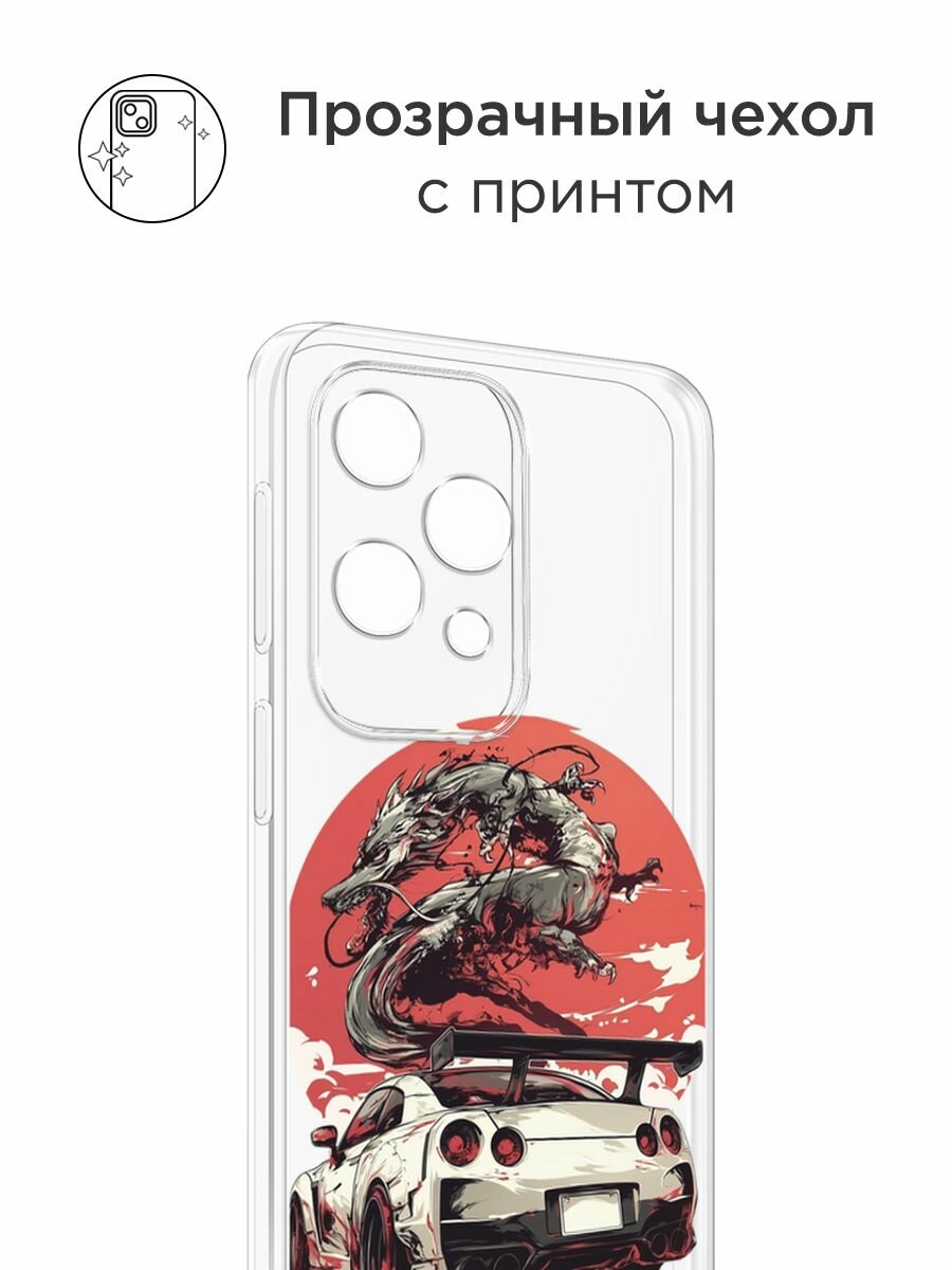 Чехол на Samsung Galaxy A36 5G / Самсунг A36 5G с принтом "Car and dragon", прозрачный — фото 1