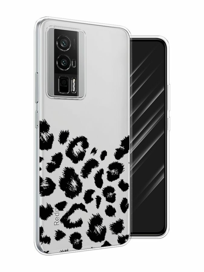 Чехол на Xiaomi Redmi K60/Poco F5 Pro / Редми К60/Поко F5 Pro с принтом "Окрас леопарда фон черный", прозрачный