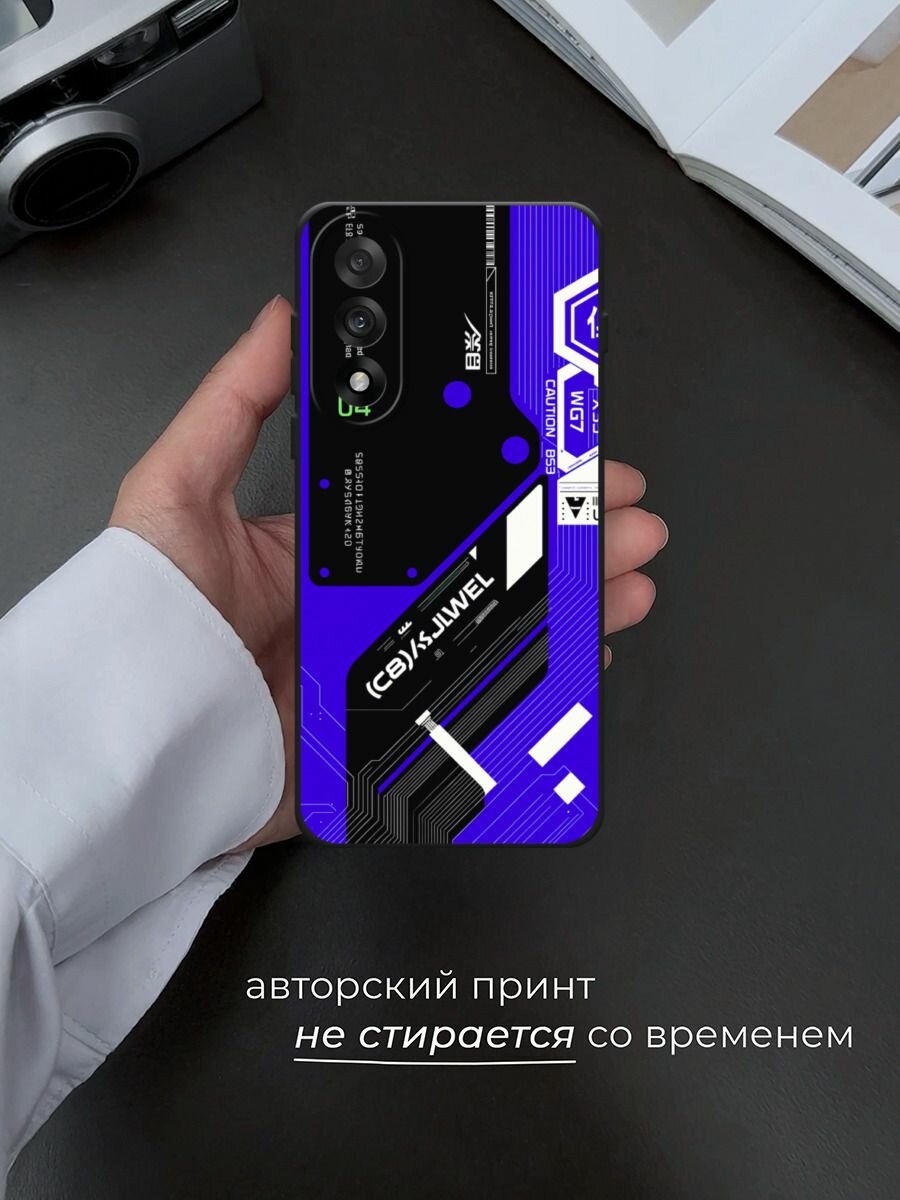 Черный матовый чехол на OnePlus Nord 5 / Ван Плас Норд 5 с принтом "Неоновый киберпанк" — фото 1