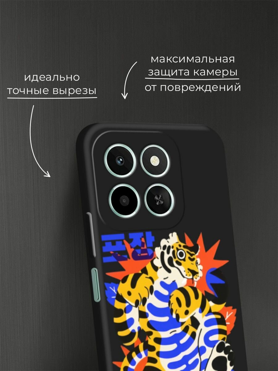 Черный матовый чехол на Honor X6c / Хонор X6c с принтом "Wooza" — фото 1
