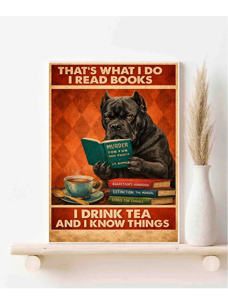Кане-корсо, I Drink Tea, Плакат 30x42см
