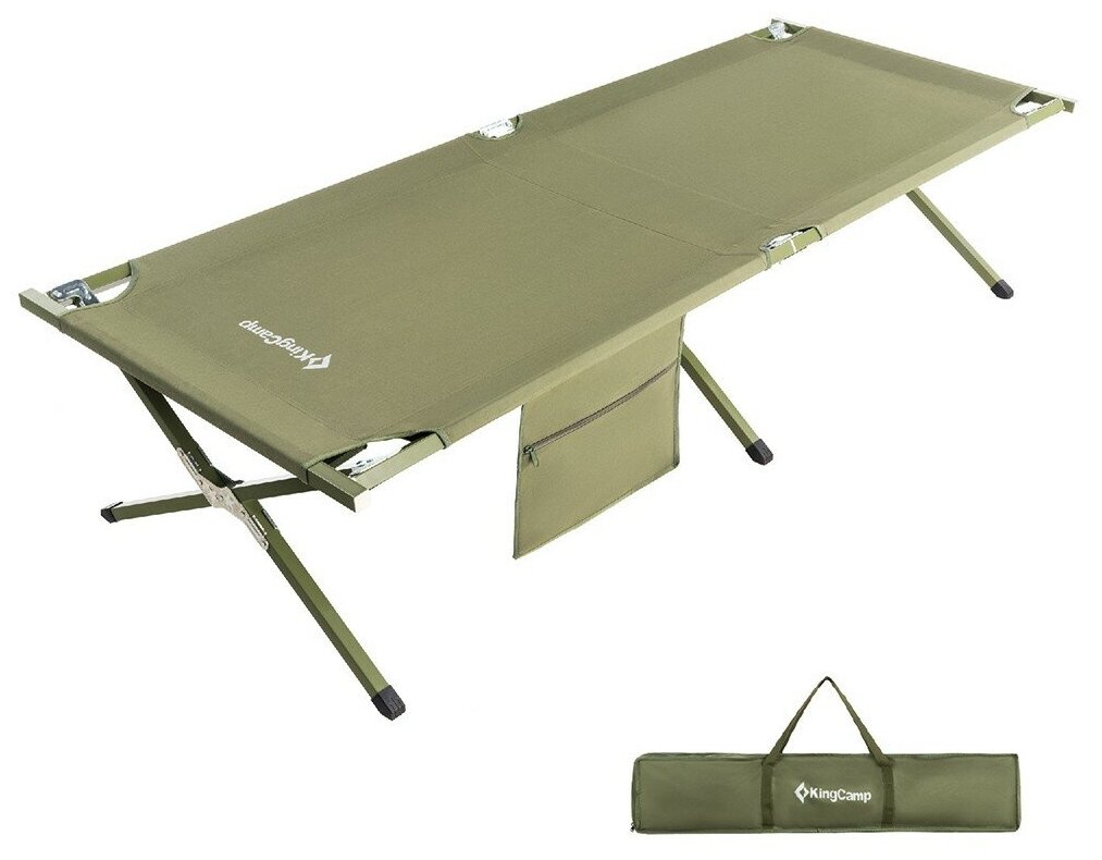 Туристическая кровать складная KING CAMP 2011/3039 Hard Camping Cot L (зелёный 205х75х46 )