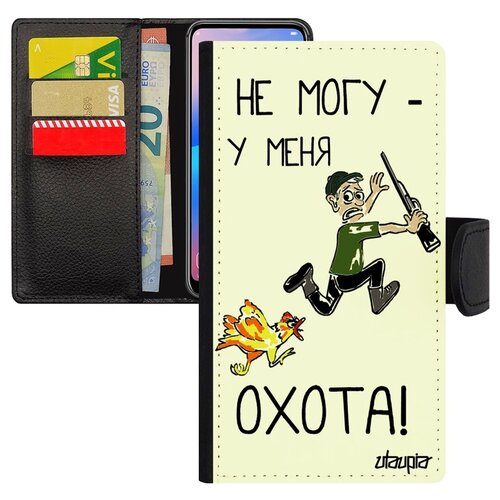 фото Чехол-книжка на смартфон iphone 8, "не могу - у меня охота!" карикатура шутка utaupia