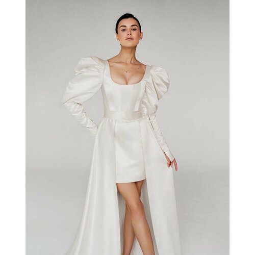Свадебное платье-трансформер , размер 44, белый