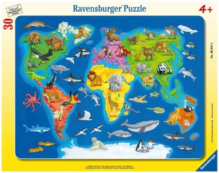 Пазл Ravensburger Карта Мира с животными (06641), 30 дет.
