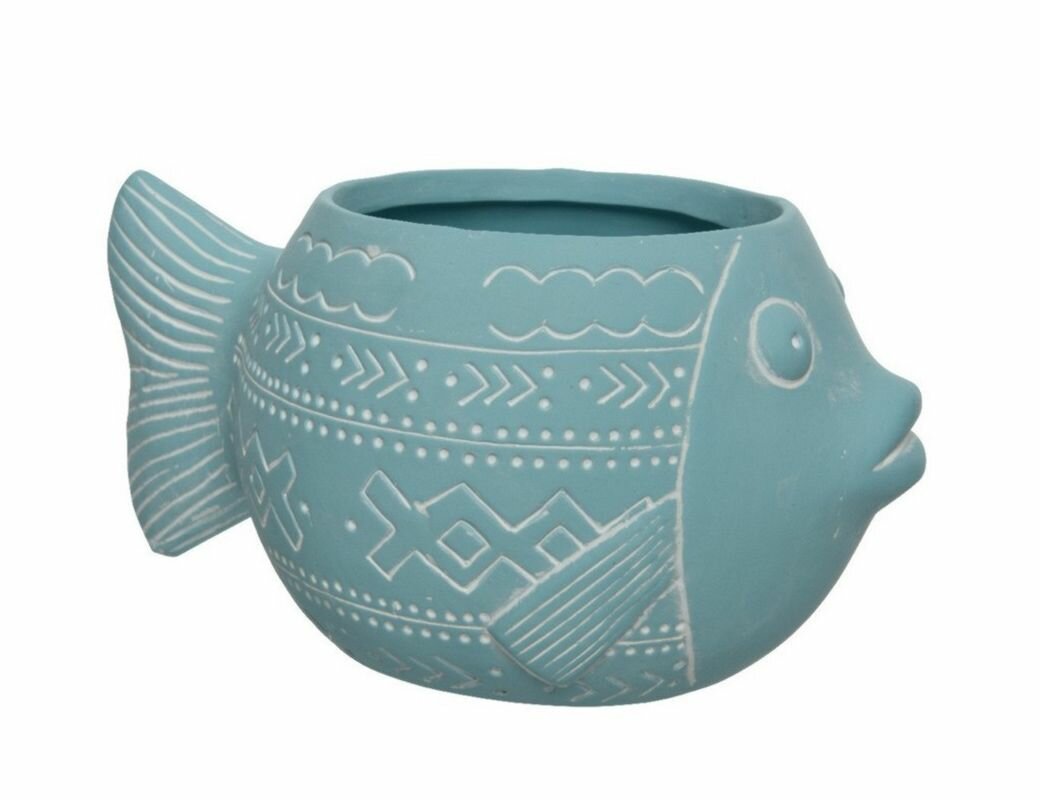 Декоративное кашпо ручной работы удивленная рыбка, керамика, 24 см, Kaemingk 825489