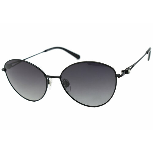 Солнцезащитные очки Megapolis, кошачий глаз, оправа: металл, градиентные, поляризационные, для женщин, черный