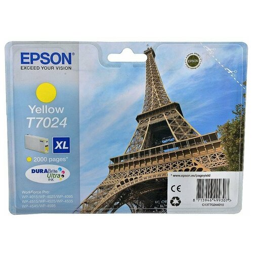 бункер отработанного тонера epson c13t671000 для epson workforce wf m5190 wp 4015 wp 4025 wp 4095 wp 4515 50000 стр Картридж Epson C13T70244010, 2000 стр, желтый