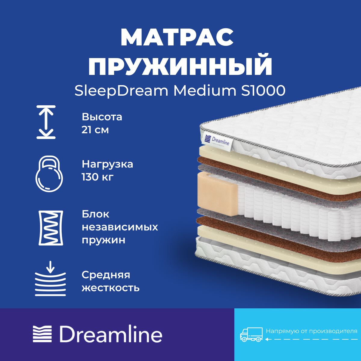 Матрас Dreamline SleepDream Medium S1000 90х200