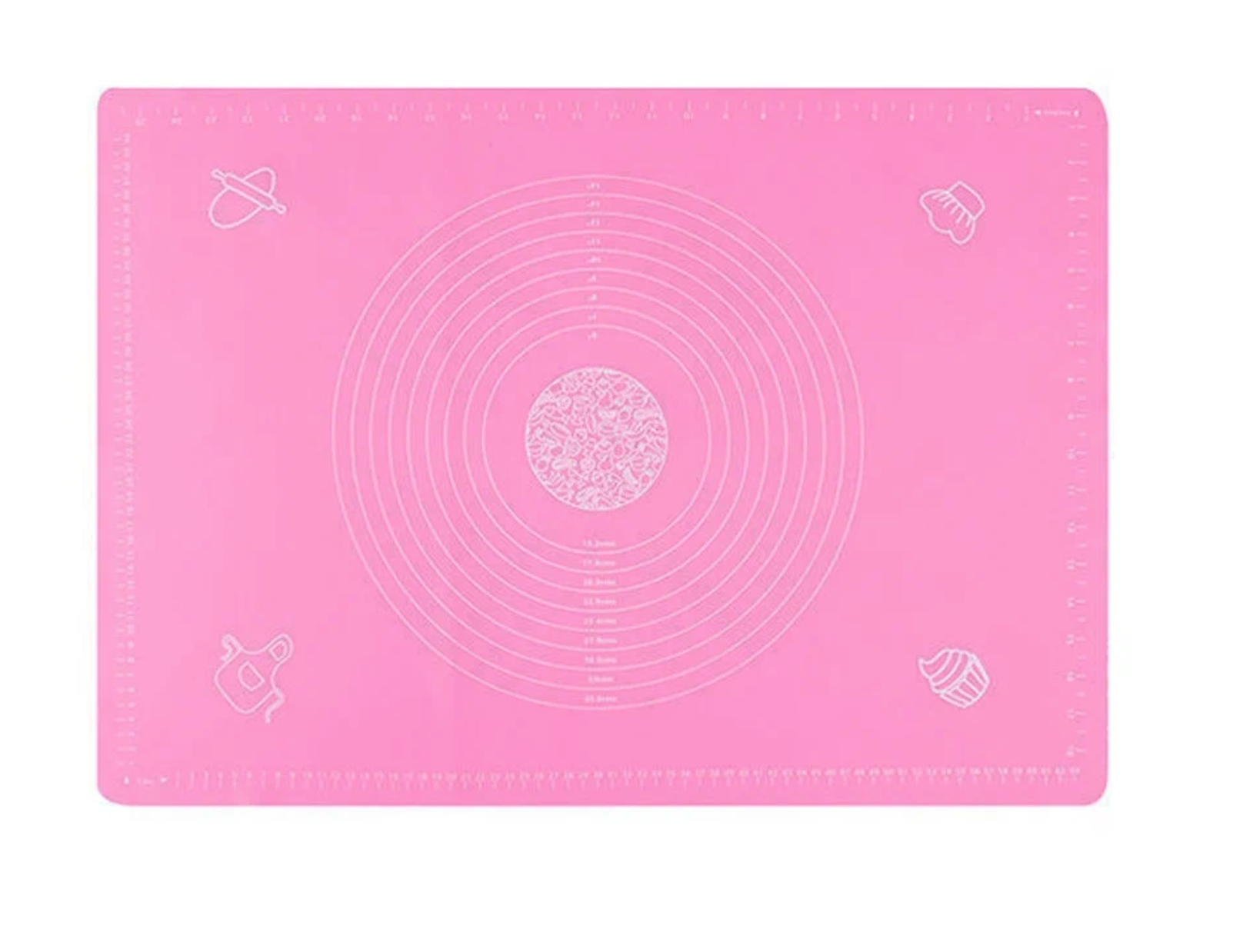 Коврик силиконовый для выпечки и раскатки теста, 70x50 см, с разметкой / Розовый