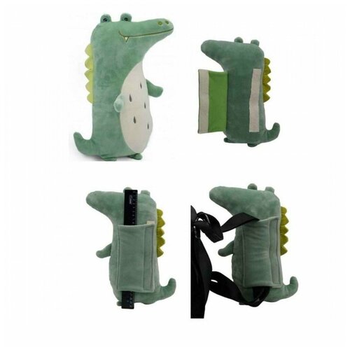 Мягкая игрушка UNAKY Soft toy Крокодил Дин с липучкой, 34 см, белый/зеленый