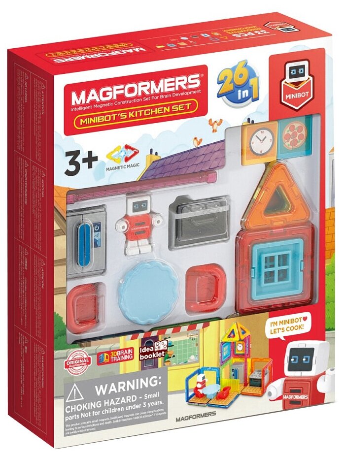 Магнитный конструктор MAGFORMERS 705010 Minibot's Kitchen Set 33 дет.