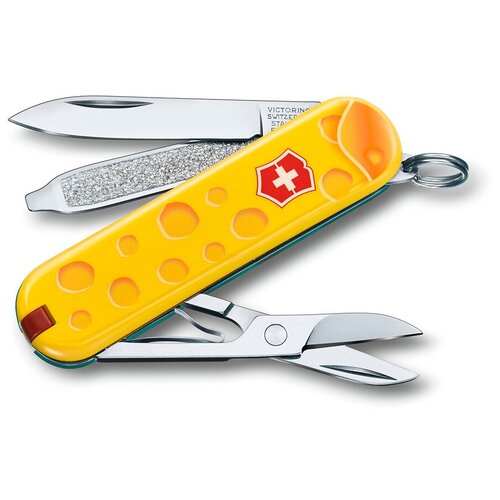 фото Нож многофункциональный victorinox classic le 2019 alps cheese с чехлом желтый/голубой/коричневый