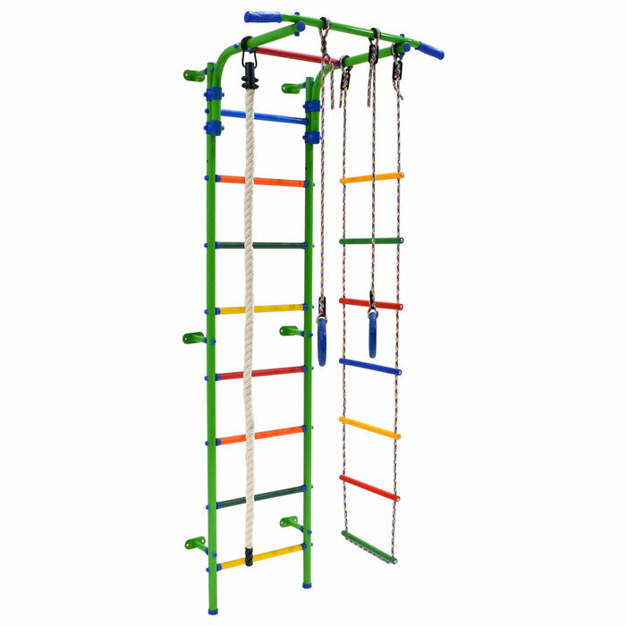 Детский спортивный комплекс Формула здоровья "Start 3", канат, кольца, веревочная лестница, салатовый радуга (S3П0.15-П)